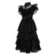 thumbnail image 3 of Miércoles Addams Cos vestido de fiesta de los niños Adams familia negro vestido de gasa vestido de disfraz de Halloween, 3 of 4
