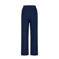 thumbnail image 5 of Scyoekwg Womens Wide Leg Pants Elastic Sports Waist Wide Leg Pants with Pocket Comfy Lightweight Classic Solid Color Fashion Casual Baggy Pants Trousers (Navy,L), 5 of 6