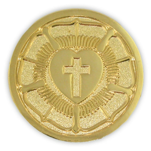 PinMart PinMart's Gold Plated Lutheran Seal Luther Rose Religious
