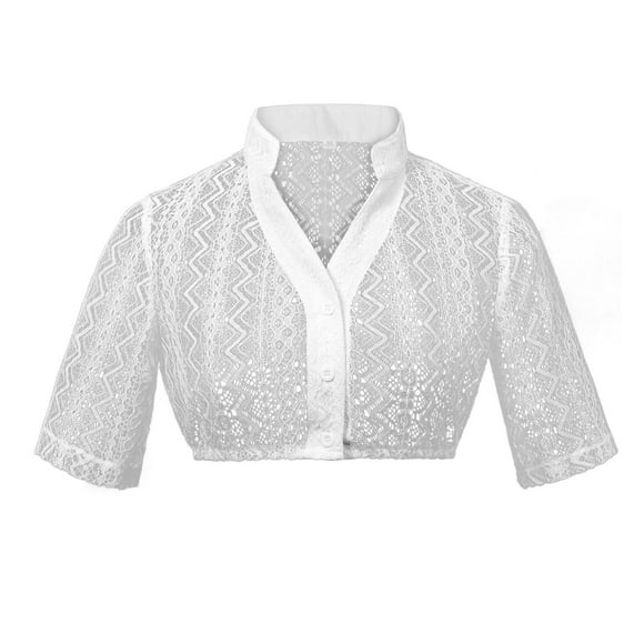 KOKOPARK Oktoberfest Dirndl Blouse German Bavarian Trendy Queen Costume for Beer Traditional Fashion Clothing Lace Women's Crop Tops White