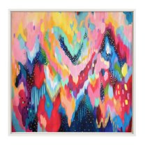 Kate and Laurel Sylvie EV Brushstroke 100 Framed Canvas Wall Art by Jessi Raulet of Ettavee, 30x30 White,  Colorful Abstract Art for Wall