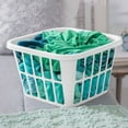 thumbnail image 3 of 1.25bu Laundry Basket White: Plastic Clothes Hamper with Built-In Handles, Medium Size, Portable Storage, 3 of 6