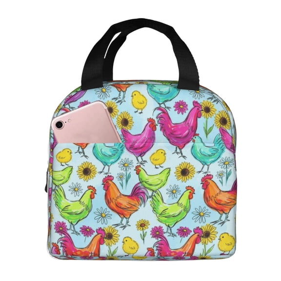 Chicken Lunch Bag Reusable Zipper Closure Leakproof Insulated Lunch Box Cooler Tote Bag Food Container Snack Bag