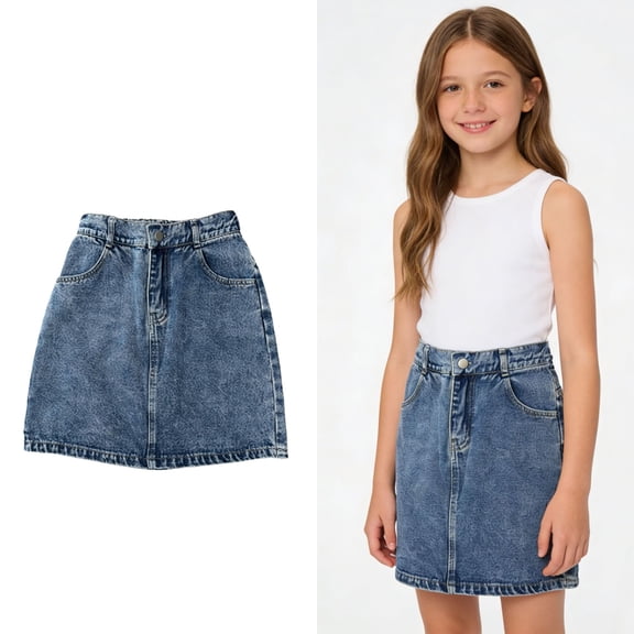Jean Skirt for Kids Casual Mini Denim Skirt Cute Denim Skirt Back to School Clothes Skirt for Girls 9-10 Years