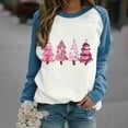 thumbnail image 2 of asdoklhq Christmas Sweaters for Women Trendy Women's Casual Long-sleeved Pullover Round Neck Fashion Printed Top Blue L, 2 of 4