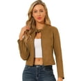 thumbnail image 1 of Chaqueta de Gamuza Sintética Allegra K Cuello Alto Marrón L, 1 of 6