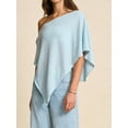 thumbnail image 4 of LMLYSoH Women Knit Poncho Loose Solid Off One Shoulder Irregular Hem Coverup Tops Casual Asymmetrical Shrug Sweaters, 4 of 7