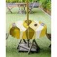 thumbnail image 4 of Fsddascl Yellow Stripes Outdoor Tablecloth - 60 Inch Round Dining Table Cover, Retro Farmhouse Gradient Ripple Pattern Waterproof Outdoor Table Cloth with Umbrella Hole & Zipper for Picnic/Patio, 4 of 7