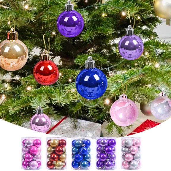 Hwkond Christmas Tree Balls Oranments Christmas Ornament 4CM/16pc Plastic Tree Ball New Pendant Hanging Decoration Bright Pearl Christmas Ball,Purple