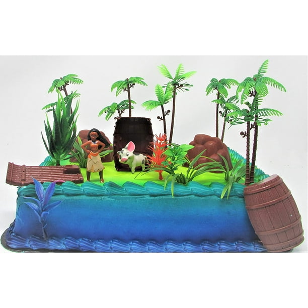 Moana Tropical Themed Birthday Cake Topper Set Featuring Moana Figure And Decorative Accessories Walmart Com