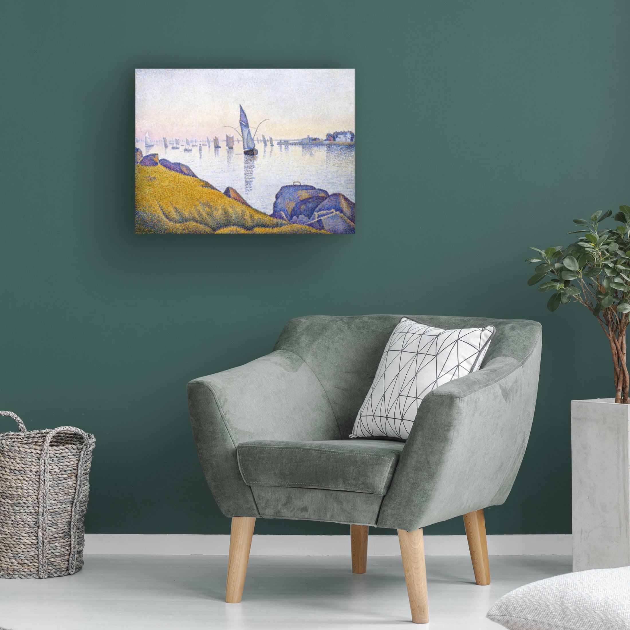 Canvas Wall Art - Pictufy  'Evening Calm 1891' Wall Art for Living Room, Bedroom, or Office D?cor by Trademark Fine Art - 47 x 35 Inches