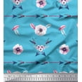 thumbnail image 1 of Soimoi Blue Heavy Canvas Fabric Arrow & Anemone Floral Print Fabric by Yard 58 Inch Wide, 1 of 3
