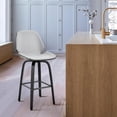 thumbnail image 3 of 26" Gray Faux Leather Swivel Seat Wooden Bar Stool, 3 of 10
