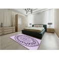 thumbnail image 5 of Ahgly Company Machine Washable Indoor Round Transitional Purple Flower Purple Area Rugs, 4' Round, 5 of 7