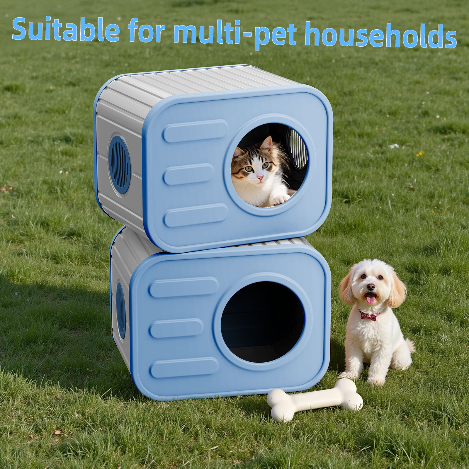 MAYEERTY Compact Cat House, Shatter-Resistant Cat Bed with Spacious Interior, No Tools Assembly