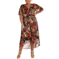 thumbnail image 1 of R & M Richards Plus Size Floral-Print Faux-Wrap Dress, Rustcopper/ 16W, 1 of 3