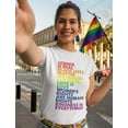 thumbnail image 3 of Women's Equality & LGBT Support Pride T-Shirt - Love is Love Quote - Gay Pride Rainbow Round Neck Shirt - XX-Large White, 3 of 6