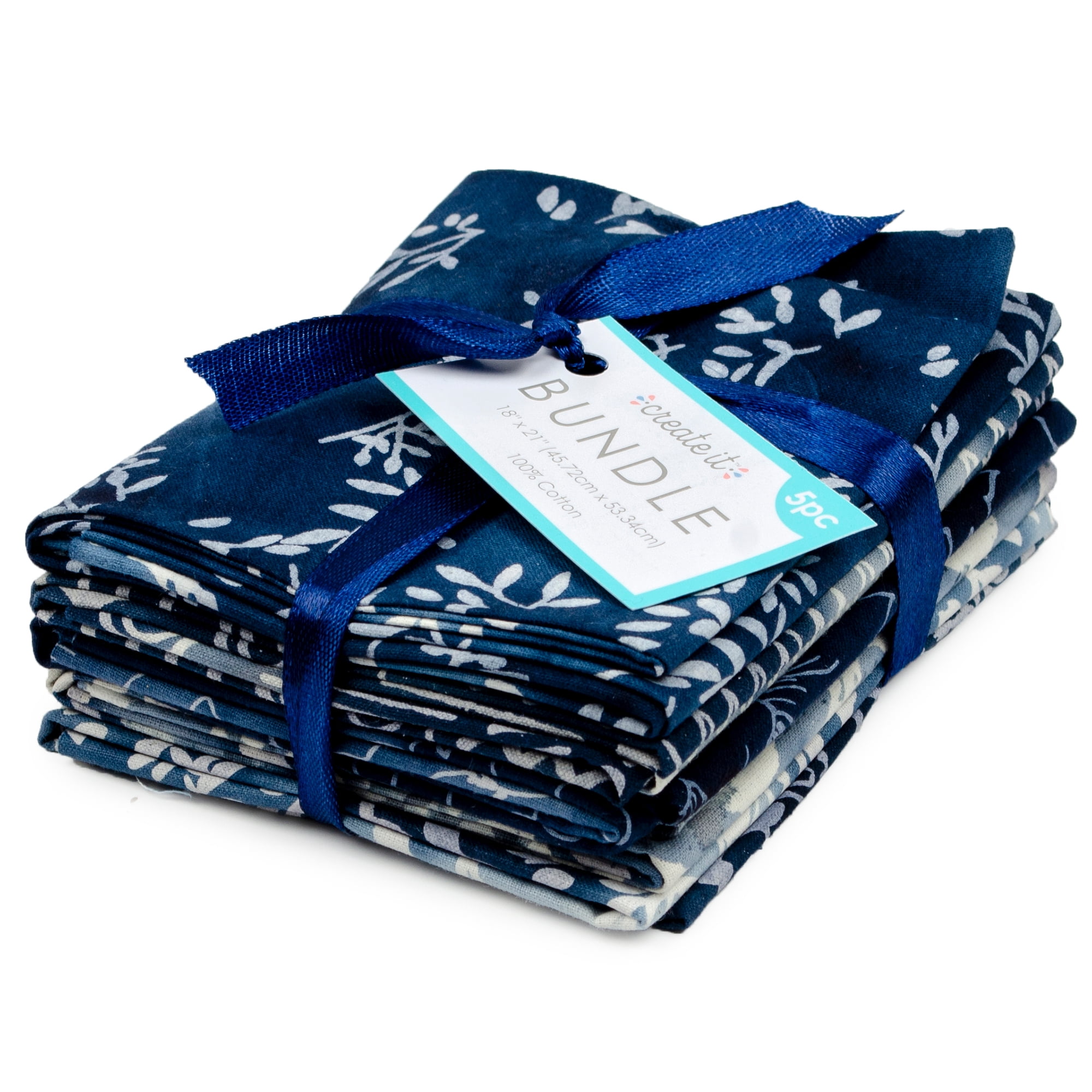Create It 18"x21" Cotton Batik Precut Bundle, Blue 5 Piece