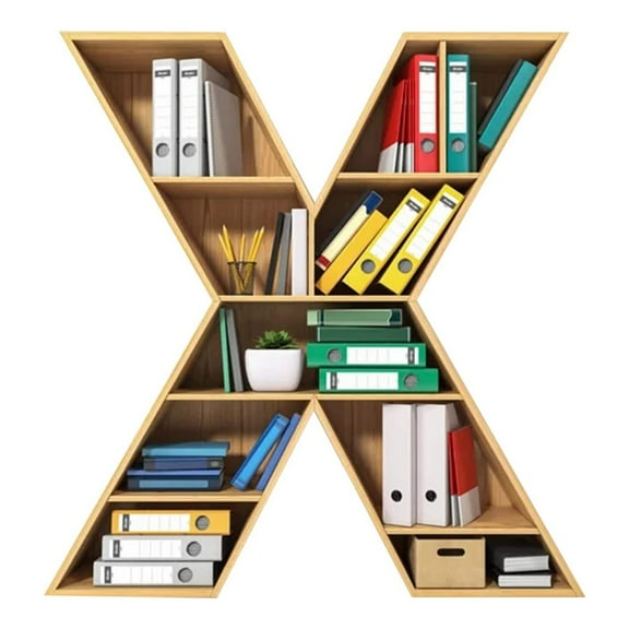 Herrnalise Festival Letter Shaped Book Ornament,Unique Acrylic Vintage Bookcase Alphabet Hanging Charm Accessories,Lover Bookworm Acrylic Ornament Gift for Book Lover(Letter-X)