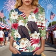 thumbnail image 6 of GEWSEY 4Th of July Shirts Women 3/4 Sleeve Crewneck Cute Shirts Casual Print T Shirt (Hot Pink, XL), 6 of 8