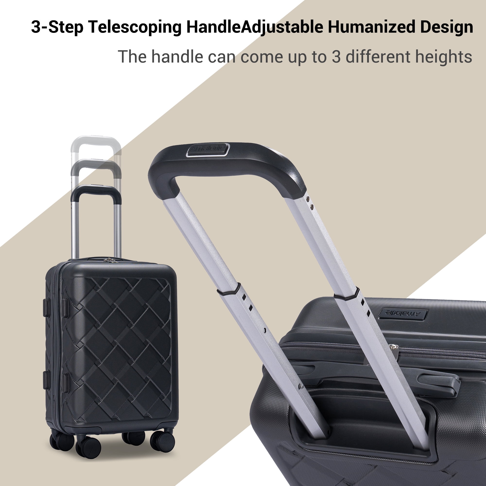 Luggage Sets Hardside 5 Piece Lightweight Hardshell Suitcase with Double Spinner Wheels and 3PCS Packing Cubes,(18"&26") Dark Gray