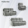 thumbnail image 7 of Bonzy Home Fabric Power Reclining Sofa Set, Chair, Loveseat & 3-Seat Couch with Cup Holders, Charging Ports, Hidden Storage, 6-Seat, Light Grey, 7 of 7