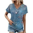 thumbnail image 1 of Blouses pour Femmes Col en V Décontracté Manches Courtes Printemps et Été Haut, 1 of 1