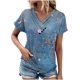 thumbnail image 1 of Camiseta de Manga Corta Suelta con Cuello en V Impresa, Blusa Casual para el Hogar Y el Uso Diario, 1 of 4