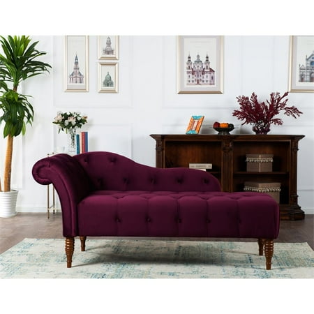 Brika Home Tufted Roll Arm Chaise Lounge In Burgundy Walmart Com Walmart Com