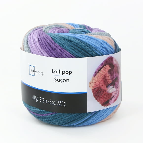 MAINSTAYS Lollipop Yarn – Purple Variegated, #4 Medium Acrylic, 227 g/372 m
