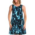 thumbnail image 1 of Vsdgher Robes d'Été Imprimé Éclair pour Femmes Robe de Plage Décontractée Col en U Sans Manches Robe d'Été Ample avec Poche, 1 of 7
