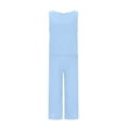 thumbnail image 6 of Htigea Two Piece Sets for Women Summer Outfits Lounge Sets Mock Neck Tops Wide Leg Crop Pants Vacation Travel Outfits Today Sales Light Blue,XXL, 6 of 7