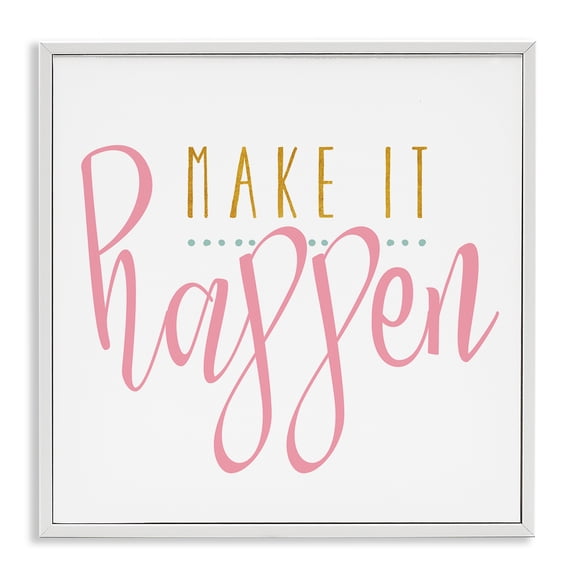 Stupell Industries Glam Make It Happen Phrase White Framed Giclee Art, 17 x 17, by Alli Rogosich