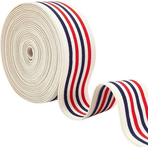 5 Yards Red Blue Striped Elastic Band 1.5inch Wide Polyester Elastic Band Sewing Elastic Ribbon Bands