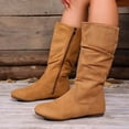 thumbnail image 7 of Women’s Plus Size Round Toe Side Zipper Mid Calf Boots, Low Heel Comfort Mid Shaft Boots, Versatile Casual Winter Boots for Wide Feet Women Brown 8.5, 7 of 7