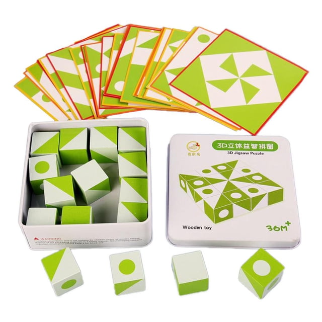 fuerte de caja Determinada Bloques Del Modelo Rompecabezas de Geometría de Montessori de Educativos 3D Sunnimix Cubos de construcción de rompecabezas