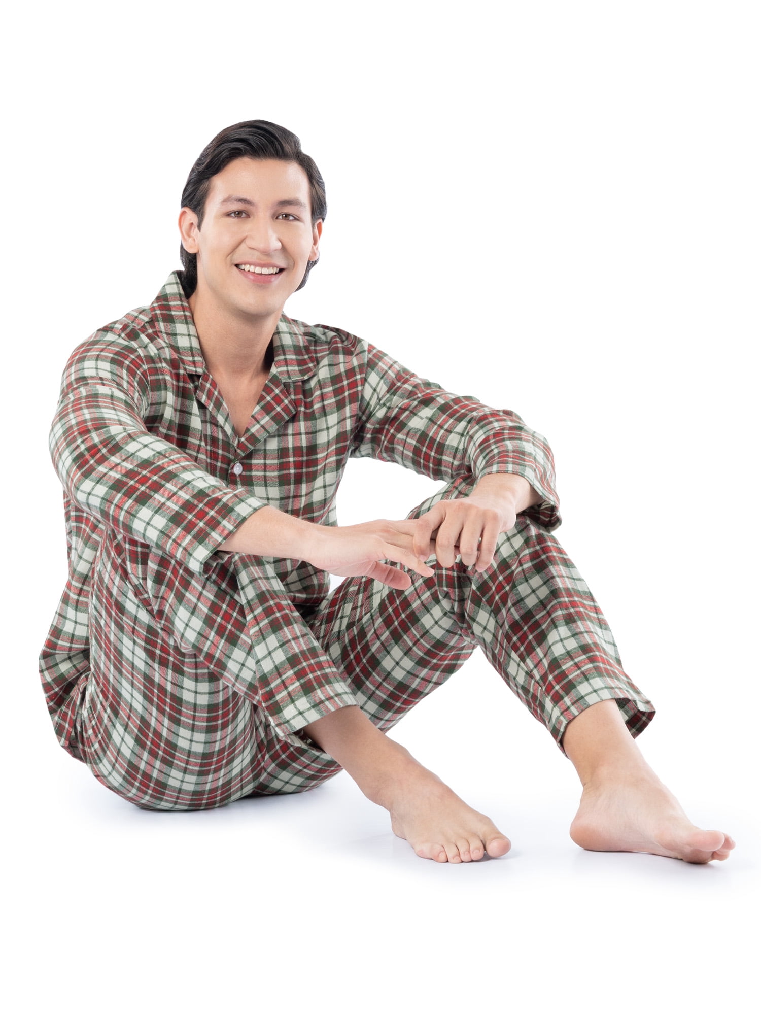 Fruit of the Loom Men's Plaid Flannel Top and Bottom Pajama Set, Sizes S-5XL