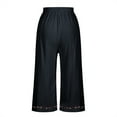 thumbnail image 5 of Dazajoo Women's Summer Pants Clearance Cotton Linen Crop Pants for Women Elastic Waist Vintage Floral Embroidered Cropped Trousers Summer Wide Leg Pants with Pockets,Black,XL, 5 of 7