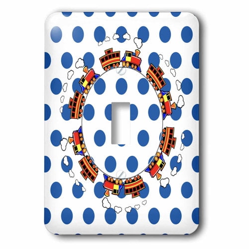 3dRose, Image of Choo Choo Goes Round and Round On Blue Dots, single toggle switch