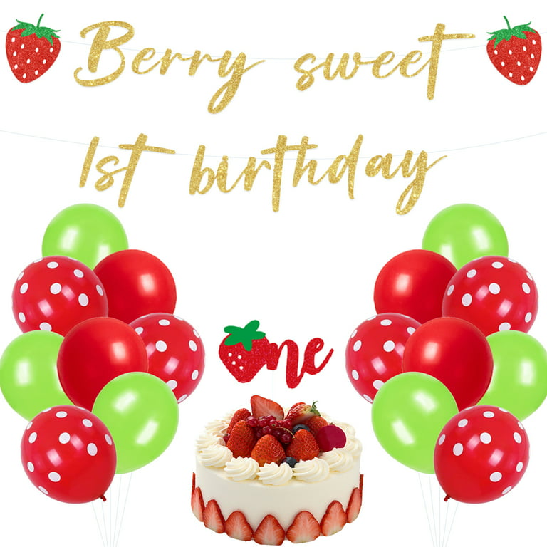 Glitter A Berry Sweet Baby is On The Way Banner, Strawberry Girl Baby  Shower Party Decorations, Berry Sweet Baby Shower Decorations, Strawberry
