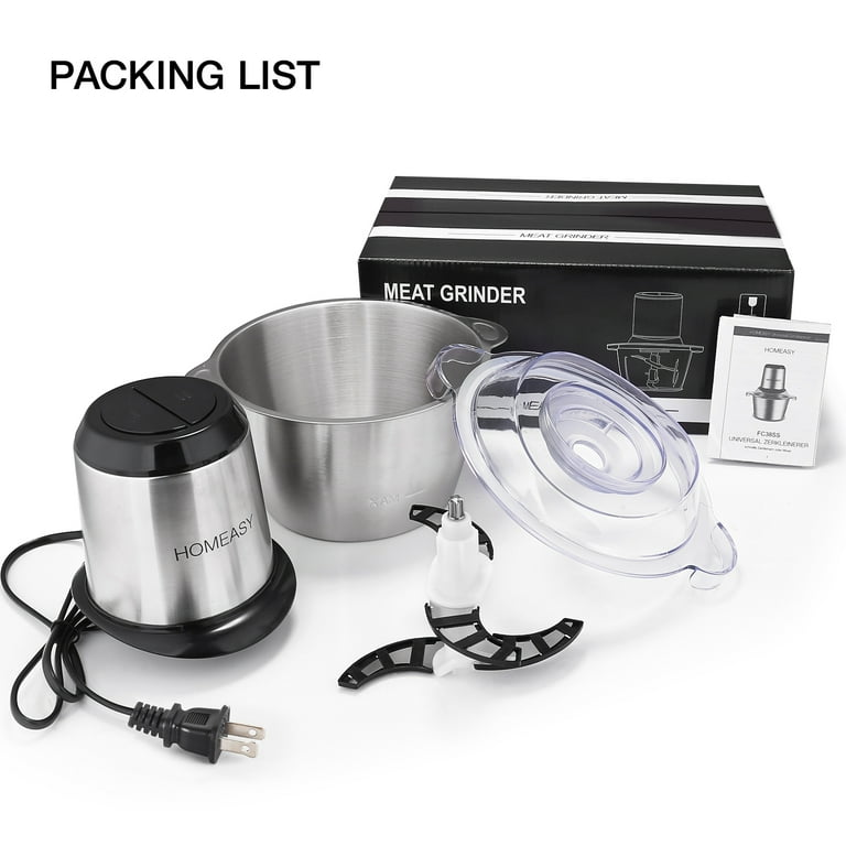 HOMEASY Meat Grinder Electric, Food Processor 2L Stainless Steel Meat