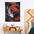 thumbnail image 2 of Nawypu Japanese Yin Yang Koi Fish Tapestry, Cool Red and Black Anime Sakura Art Tapestries Vertical Wall Hanging for Men Bedroom Living Room Office Decor Asian Cherry Blossoms Poster Blanket, 2 of 7