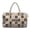 Beige Floral Patchwork, variant on Versatile Weekender Bag for Unisex Multi-Functional Gym Bag with Quilted Fabric & Luggage Handle Strap Fits Under Seat, Brown Paisley Print