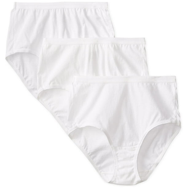 Fruit of the Loom Womens 3 Pack Original Cotton White Brief Panties, 5,  White 