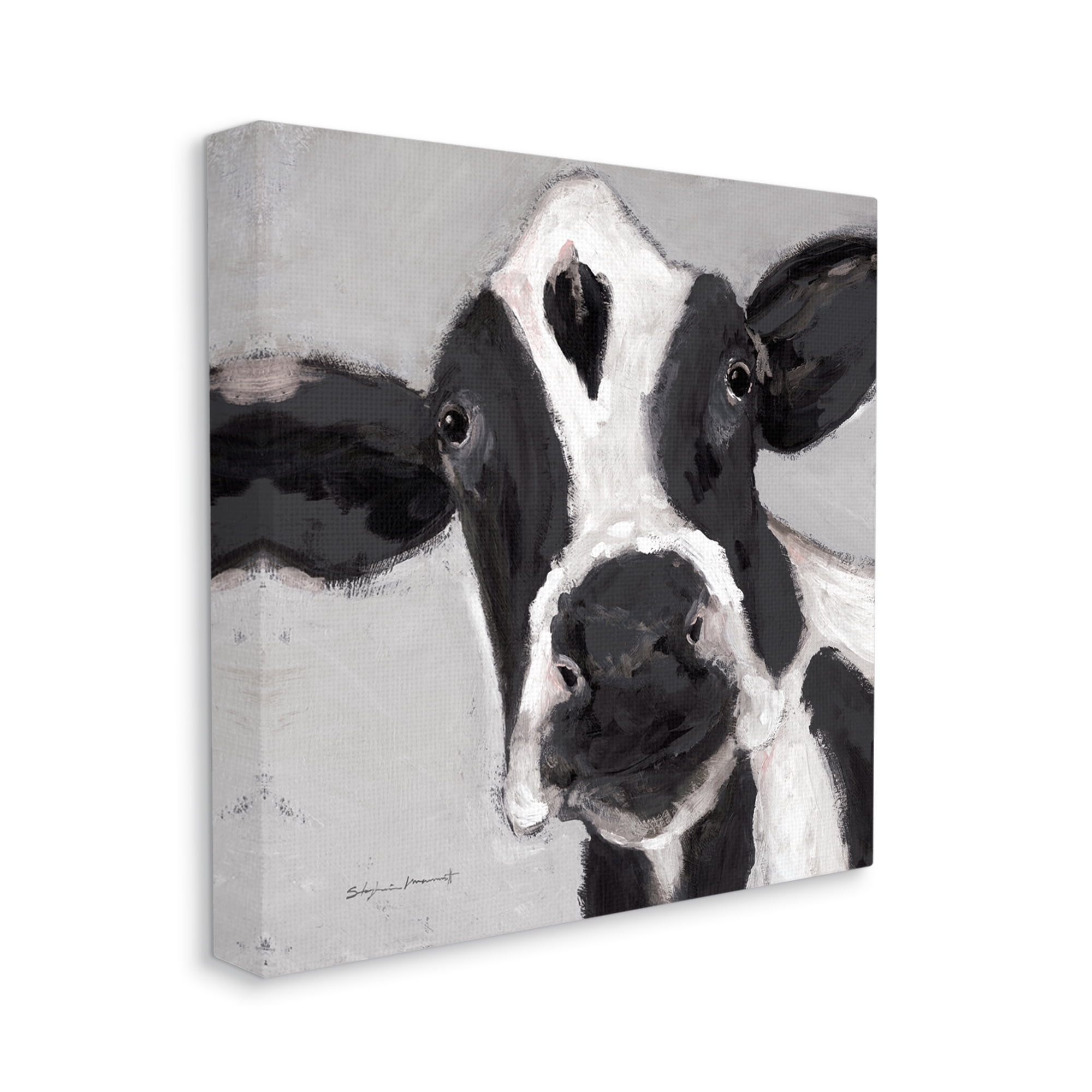 Stupell Country Cow Farmhouse Portrait Animals & Insects Painting Gallery Wrapped Canvas Print Wall Art