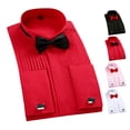 thumbnail image 3 of Camisa de esmoquin, camisa de esmoquin de boda, camisa con cuello en punta de ala, camisa con gemelos para hombre, de primera línea, 3 of 5