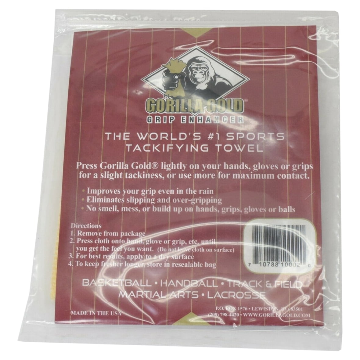 Gorilla Gold Original Reusable All Sport Tackifying Grip Enhancer Towel