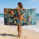 thumbnail image 5 of Toalla de playa con temática marina: estrellas de mar, conchas y tortuga marina. Toalla de microfibra absorbente de secado rápido para nadar, tomar el sol y viajar., 5 of 6
