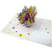 Gorgeous Flower Vase - 3D Pop Up Greeting Card For All Occasions - Love, Birthday, Christmas, Mother's Day, Good Luck,