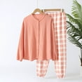 thumbnail image 2 of Diufon Womens Cotton Pajama Sets Round Neck Button down Long Sleeve Tops Plaid Elastic Waist Pants, 2 of 3